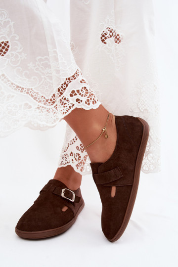 Chaussures pour femmes avec boucles en daim synthétique couleur chocolat Sombellia 2
