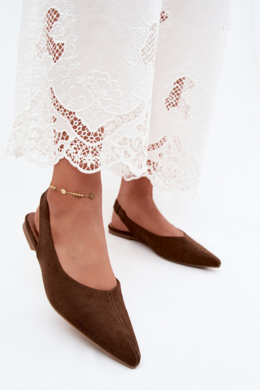 Ballerines avec talon ouvert en daim synthétique marron Merceria