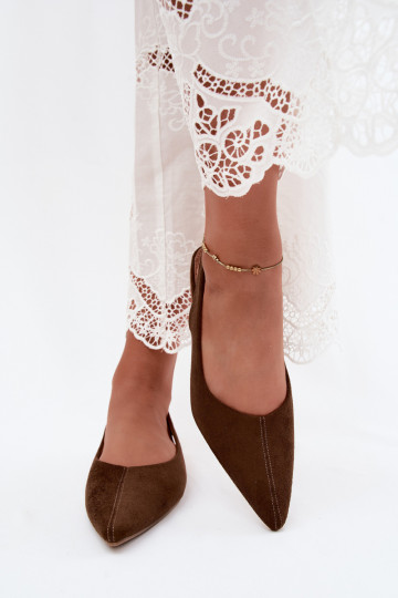 Ballerines avec talon ouvert en daim synthétique marron Merceria 2