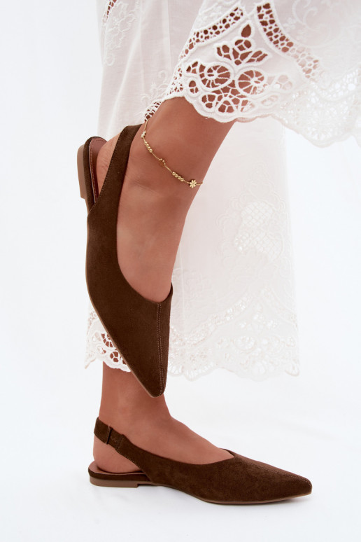 Ballerina's met open hak van faux suede in bruine kleur Merceria