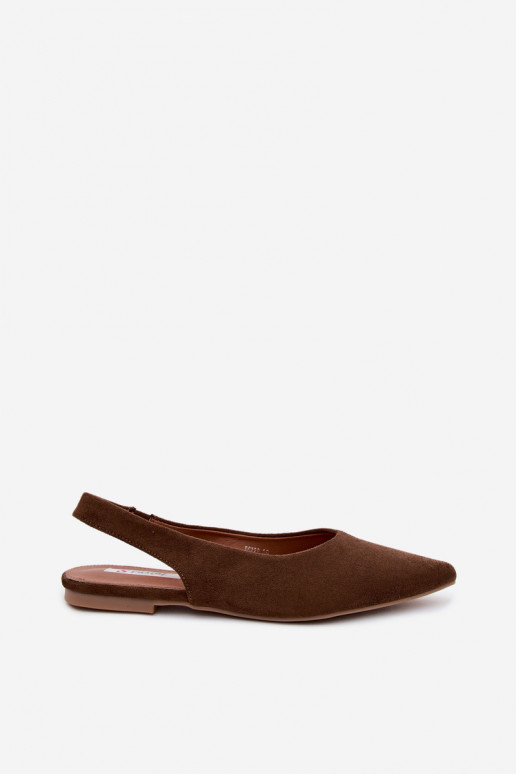 Ballerina's met open hak van faux suede in bruine kleur Merceria
