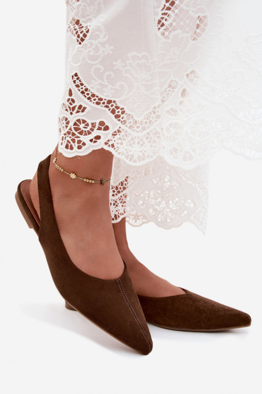 Ballerines avec talon ouvert en daim synthétique marron Merceria