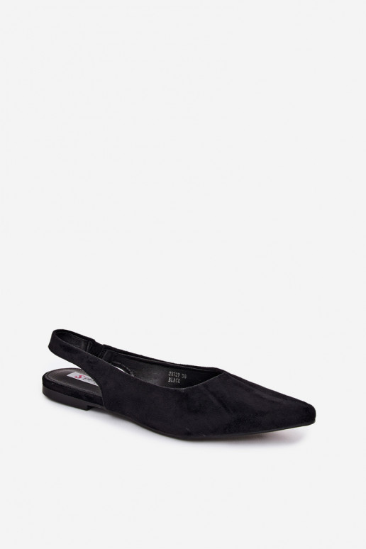 Ballerines noires à talon ouvert en daim synthétique Merceria