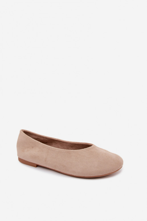 Sandkleurige ballerina's van faux suede Camdena