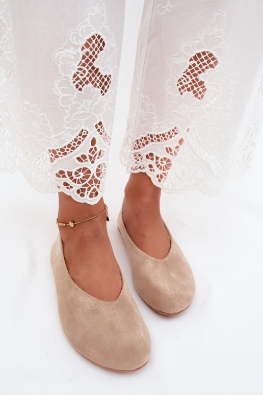 Ballerines couleur sable en daim synthétique Camdena