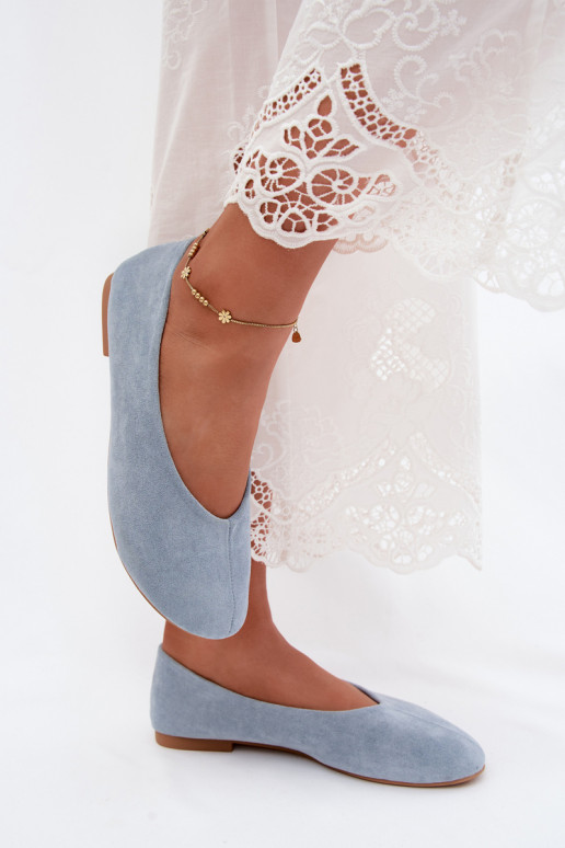 Blauwe ballerina's van faux suede Camdena