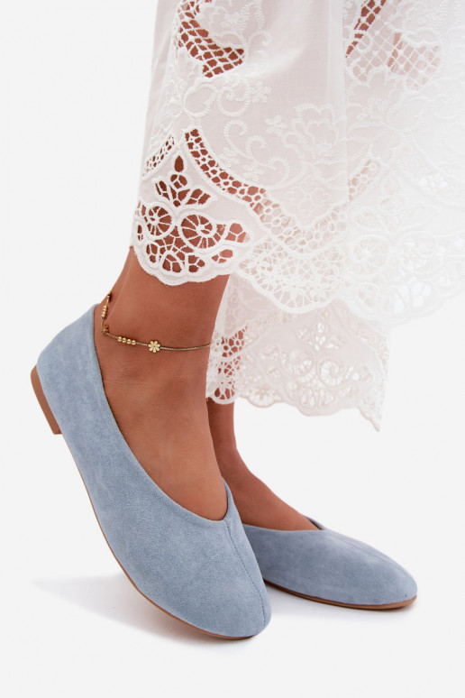 Blauwe ballerina's van faux suede Camdena
