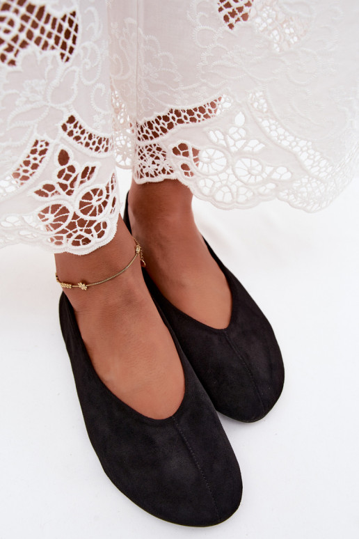 Schwarze Ballerinas aus Kunstveloursleder Camdena