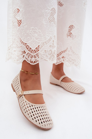 Ballerines découpées avec tressage et brides en couleur sable Solessa