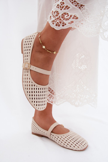 Ballerines découpées avec tressage et brides en couleur sable Solessa 2