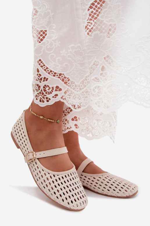 Ballerines découpées avec tressage et brides en couleur sable Solessa
