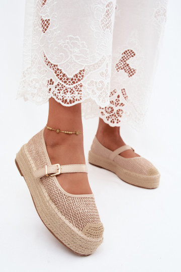 Beige Espadrilles mit Riemen auf einer Plattform Coastina
