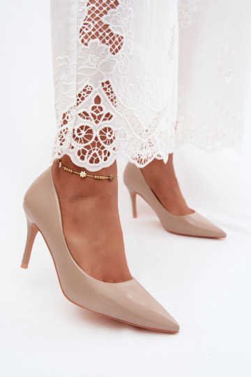 Chaussures à talons hauts couleur sable en cuir synthétique avec effet verni Tropessa