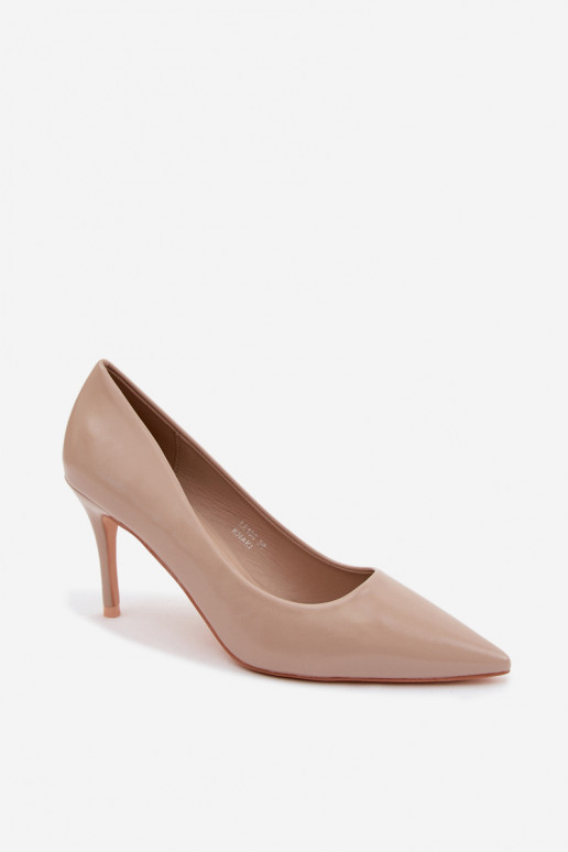 Chaussures à talons hauts couleur sable en cuir synthétique avec effet verni Tropessa