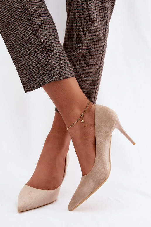 Beige hoge hakken van faux suede Tropessa