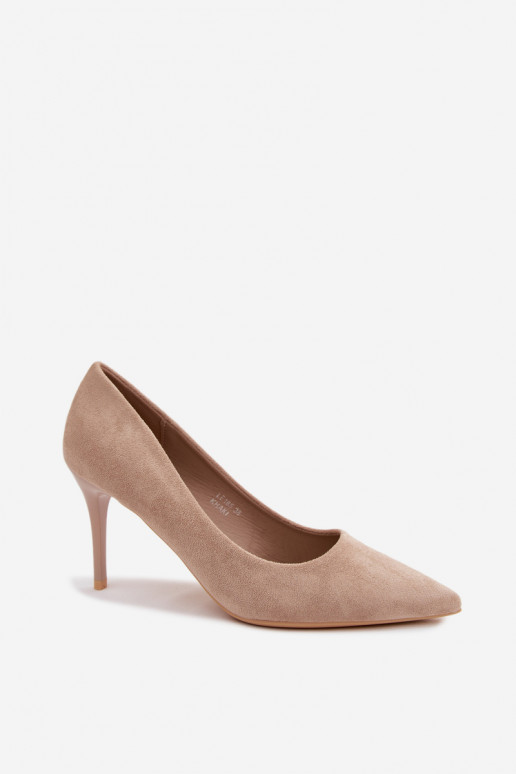 Beige High Heels aus Kunstveloursleder Tropessa