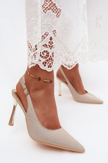 Goldene glänzende High Heels mit offenem Absatz Marcella 2
