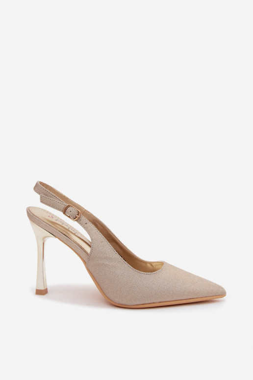 Goldene glänzende High Heels mit offenem Absatz Marcella