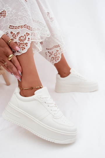 Baskets blanches pour femmes avec plateforme en cuir synthétique Crosbella