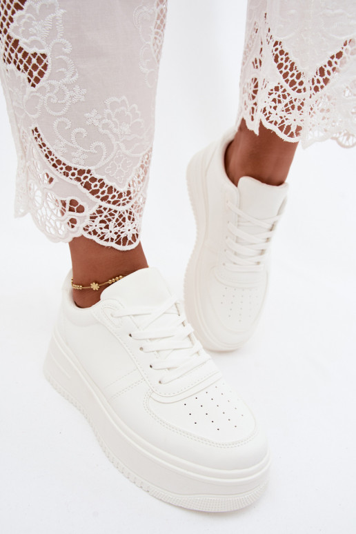 Weiße Damen-Sneaker mit Plateau aus Kunstleder Crosbella