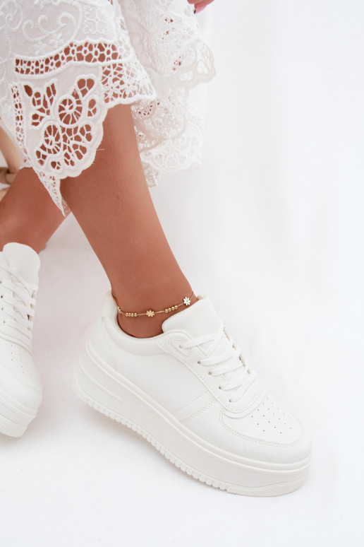 Baskets blanches pour femmes avec plateforme en cuir synthétique Crosbella