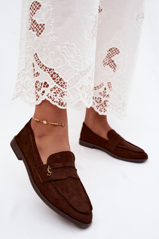 Chocoladekleurige damesmokasins van faux suede Prestelle