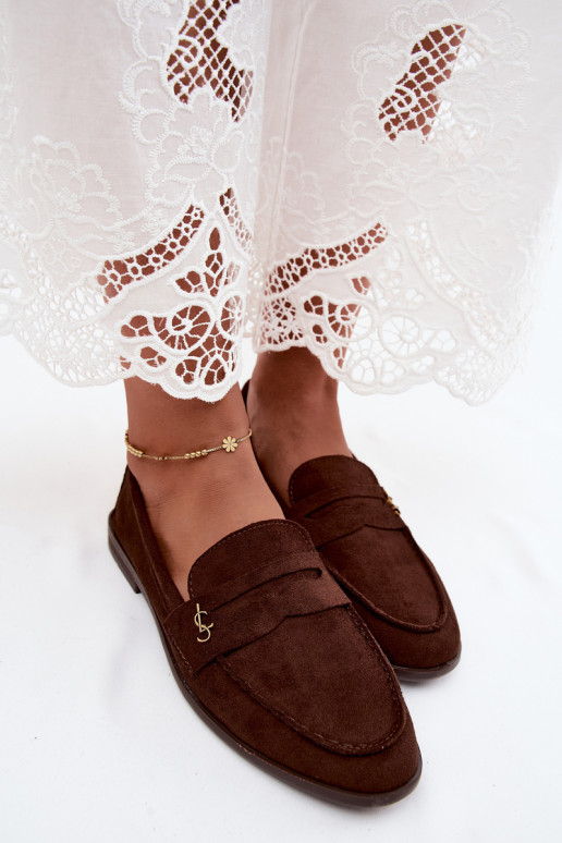 Chocoladekleurige damesmokasins van faux suede Prestelle