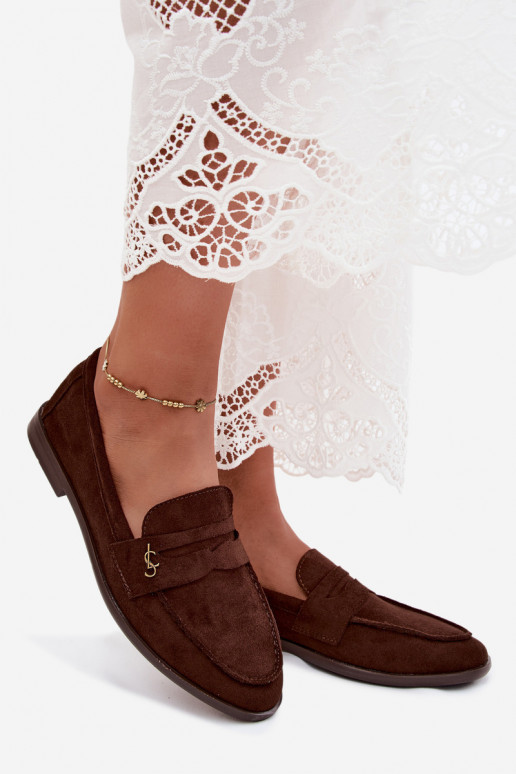 Chocoladekleurige damesmokasins van faux suede Prestelle