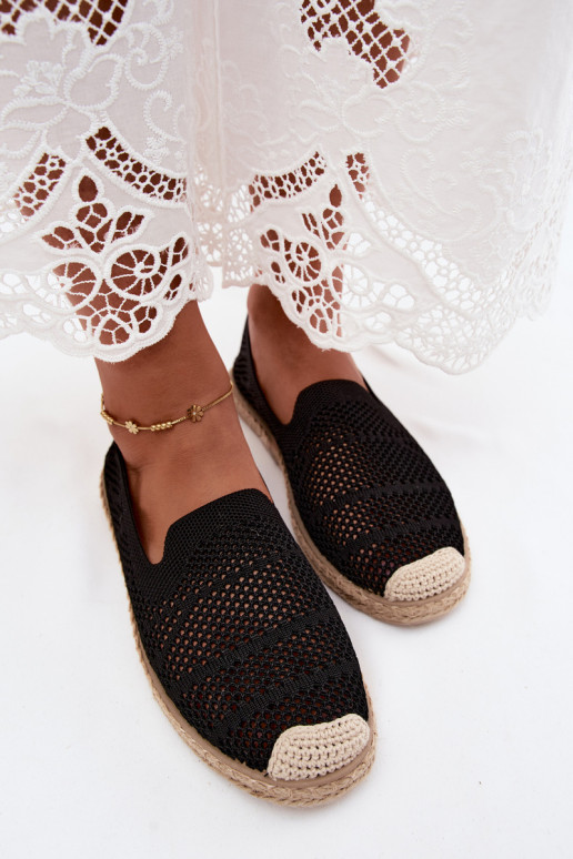 Zwarte kanten espadrilles Candessa