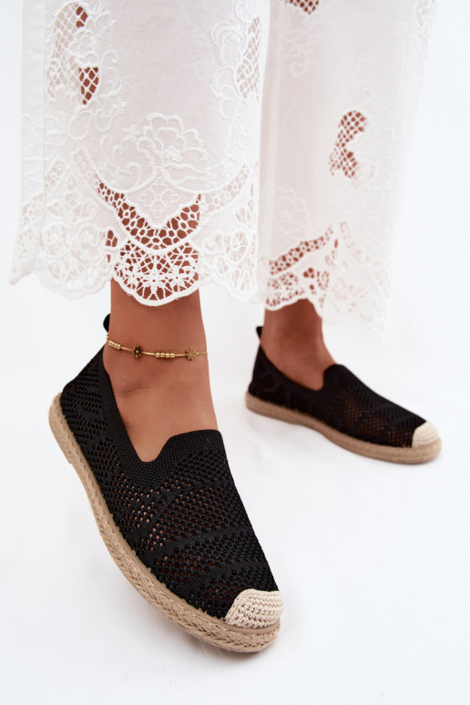 Zwarte kanten espadrilles Candessa
