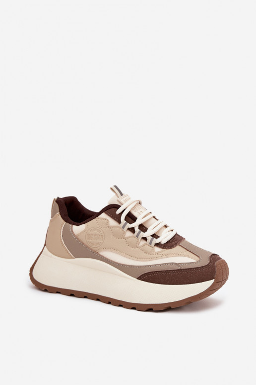 Dames zandkleurige sneakers met platform Big Star SS274002 HI-POLY SYSTEM