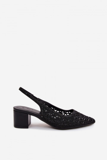 Zwarte hoge sandalen met netdecoratie Tai turirshina 2