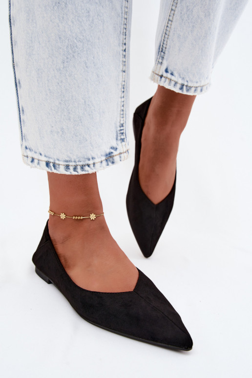 Ballerines noires à bout pointu en daim synthétique Corabella