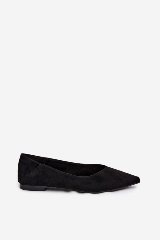 Zwarte puntige ballerina's van faux suede Corabella