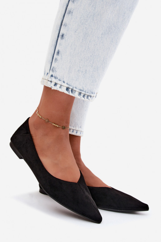 Ballerines noires à bout pointu en daim synthétique Corabella