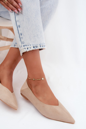 Beige puntige ballerina's van faux suede Corabella