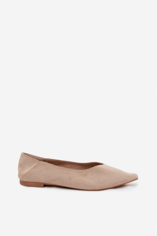 Ballerines beiges à bout pointu en daim synthétique Corabella