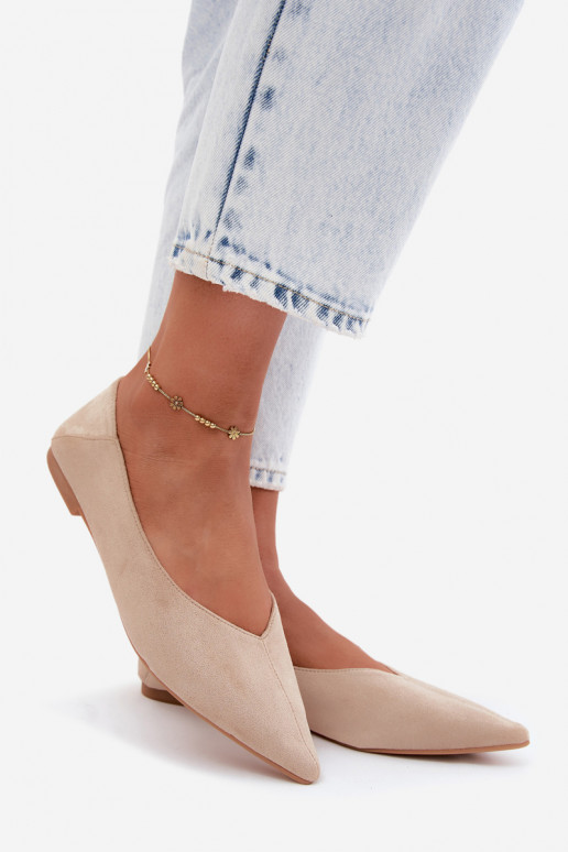 Beige puntige ballerina's van faux suede Corabella
