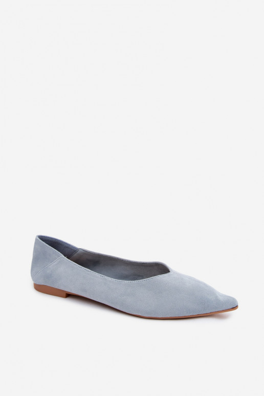 Blauwe puntige ballerina's van faux suede Corabella