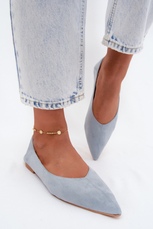 Ballerines bleues à bout pointu en daim synthétique Corabella