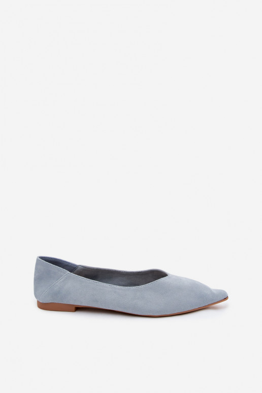 Ballerines bleues à bout pointu en daim synthétique Corabella