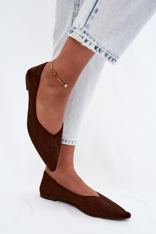 Ballerines chocolat à bout pointu en daim synthétique Corabella