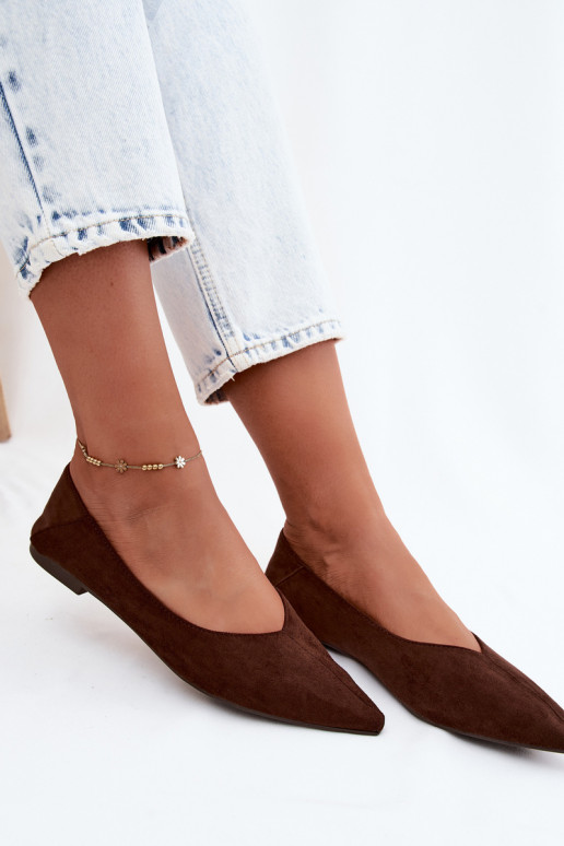 Ballerines chocolat à bout pointu en daim synthétique Corabella