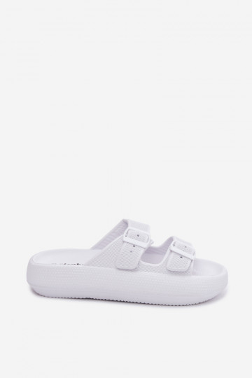 Vrouwen slippers met schuim en bandjes witte kleur Sharmen 2