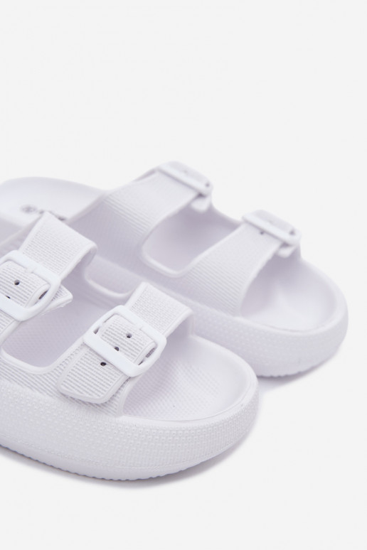 Vrouwen slippers met schuim en bandjes witte kleur Sharmen