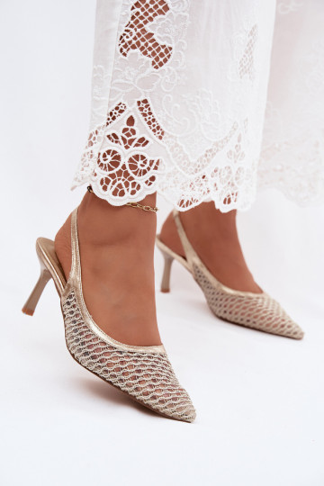 Sandales en maille à talons fins dorés Tai turingoria 2