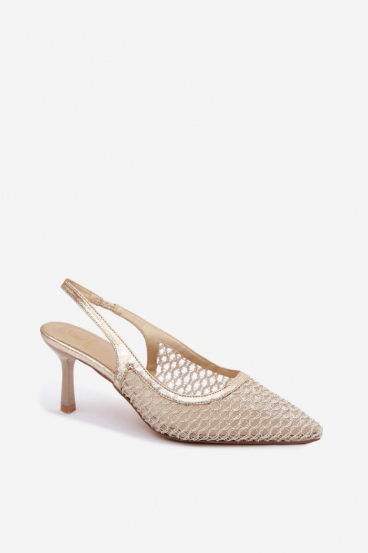 Netzsandalen mit dünnen Absätzen in Gold Tai turingoria