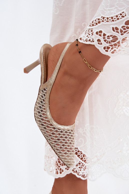 Sandales en maille à talons fins dorés Tai turingoria