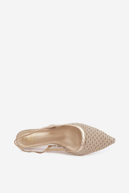 Mesh sandalen met dunne hakken in goud Tai turingoria