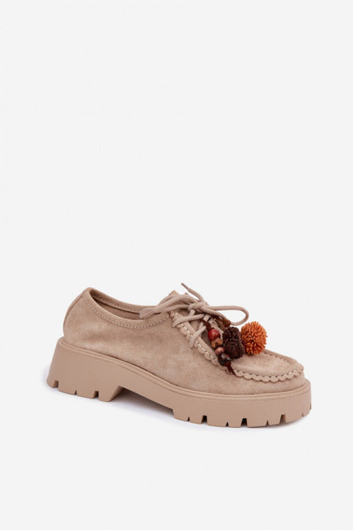 Schoenen met mooie details van faux suede in zand Melonia